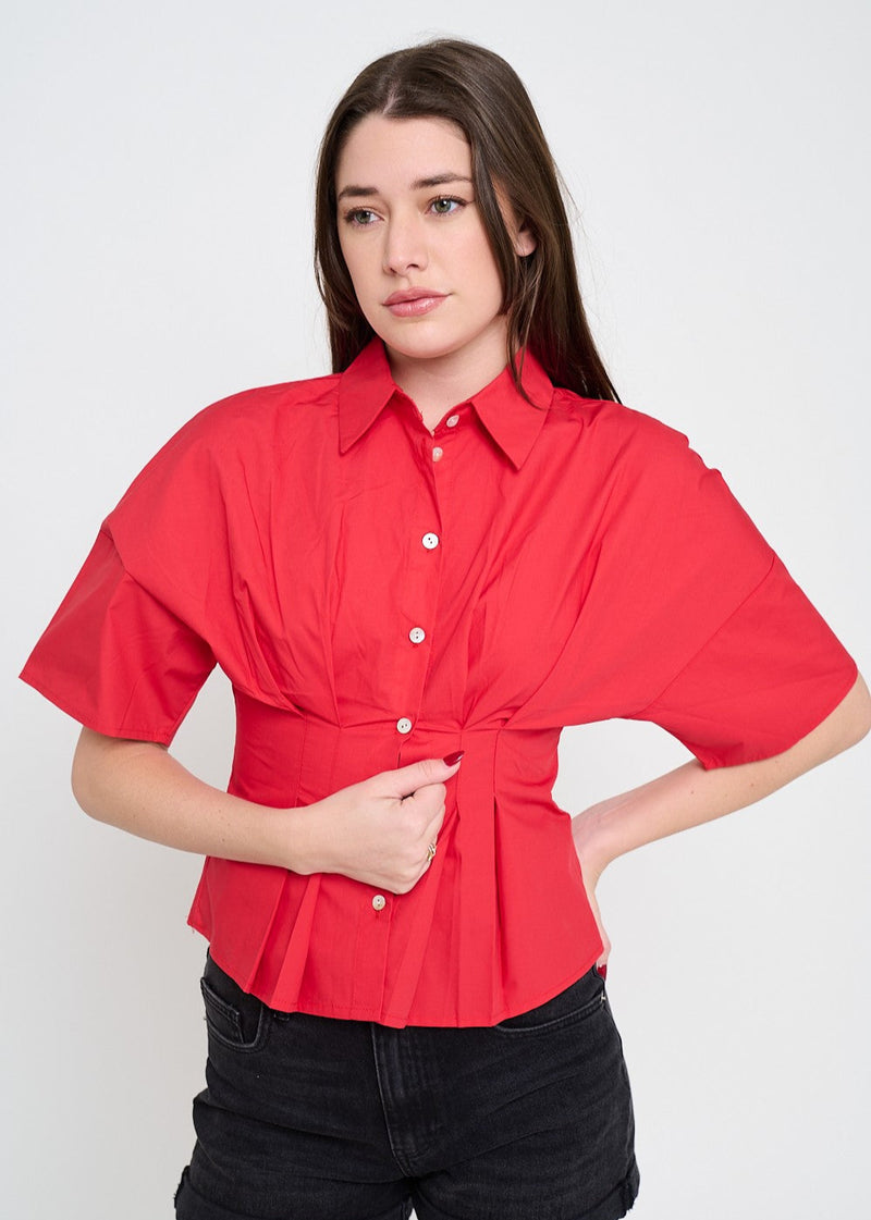 Ivy Poplin Blouse - Poppy