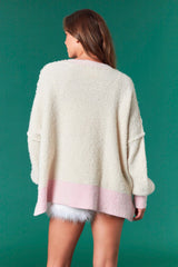 Sequins Bear Nutcracker Sweater - Ivory/Pink