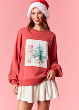 Christmas Patch Sweatshirt - Dark Coral