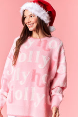 Holly Jolly 3D Yarn Sweater - Candy Pink