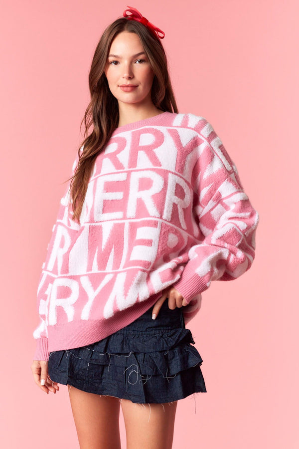 Merry 3D Yarn Sweater - Pink