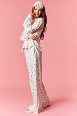 Pointelle Rib Ruffle PJ Set - Cream