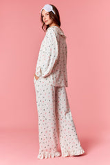 Pointelle Rib Ruffle PJ Set - Cream