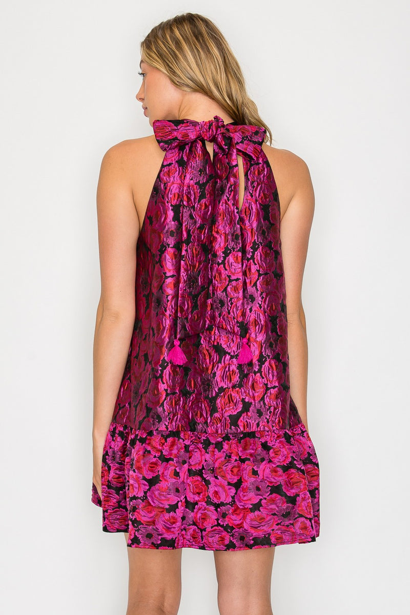 Heras Garland Halter Dress - Pink Beauty