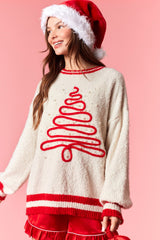 Christmas Tree with Pearl Detail Sweater