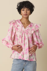 Alivia Floral Ruffle Blouse - Pink Floral