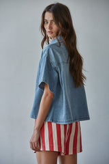 Rocky Chambray Denim Top - Blue Denim