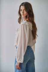 Lollie Ruffle Blouse - Soft Blush