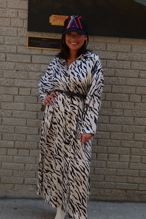 Regan Button Down Maxi - Bleached Tiger
