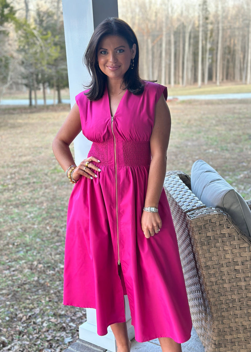 The Maggie Midi Dress - Magenta