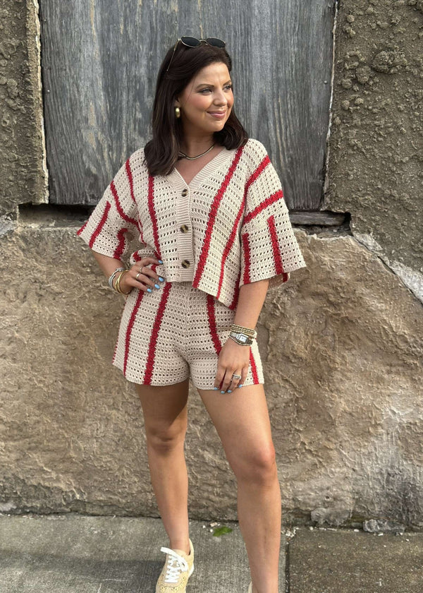 French Luxe Set Tan/Red Stripe
