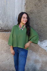 Kali Knit Sweater Top - Olive