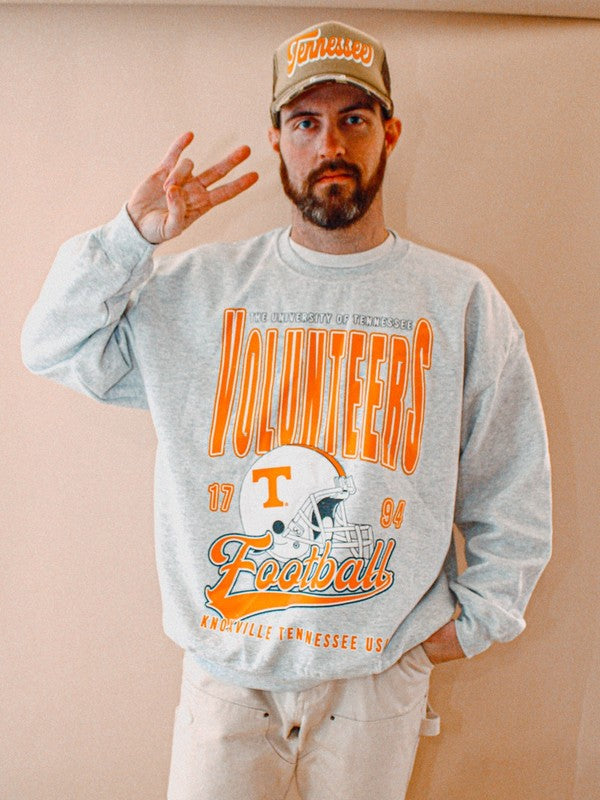 Clandestine Underground TN Volunteers Knoxville 90s Oversized Crew Heather Grey