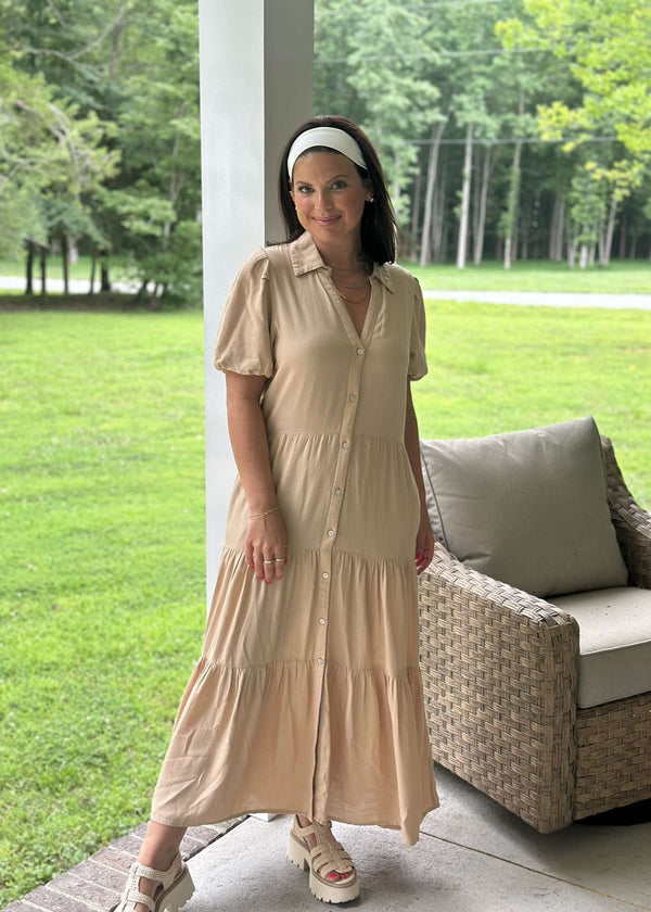 Elan | Darla Midi Dress - Sand