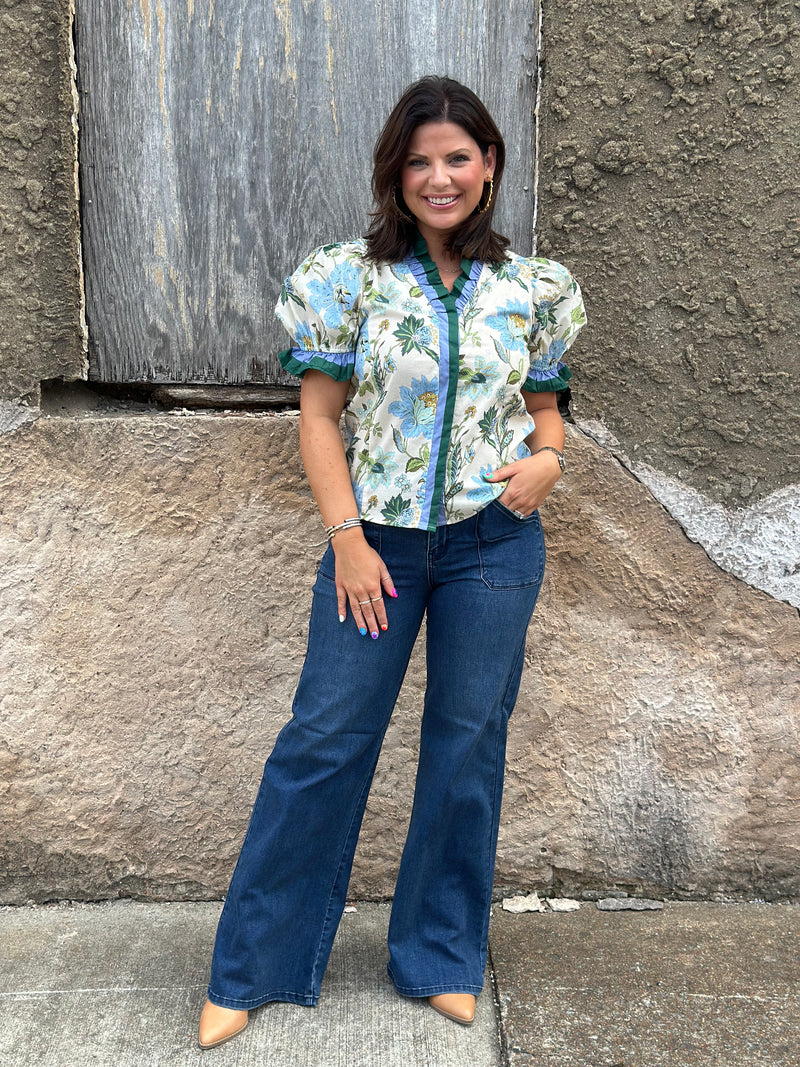 Maggie Floral Top - Ecru