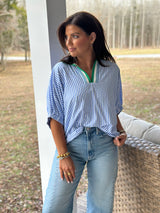 Jennings Stripe Blouse - Blue