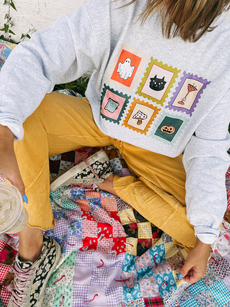 Etta & East Save Spooky Stamps Sweatshirt- Charcoal