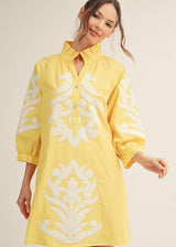 Monroe Floral Print Dress - Yellow