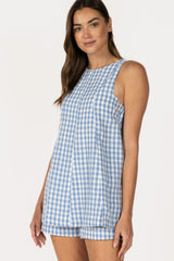 Sunday Stroll Gingham Romper- Blue