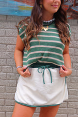 Amaia Stripe Top - Pine Green