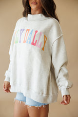 Colorful Dilly Dally Mock Neck/Reversible - Heather Grey
