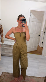 Brea Braided & Wired Wide Leg Jumpsuit - Khaki