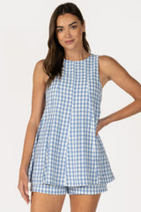 Sunday Stroll Gingham Romper- Blue
