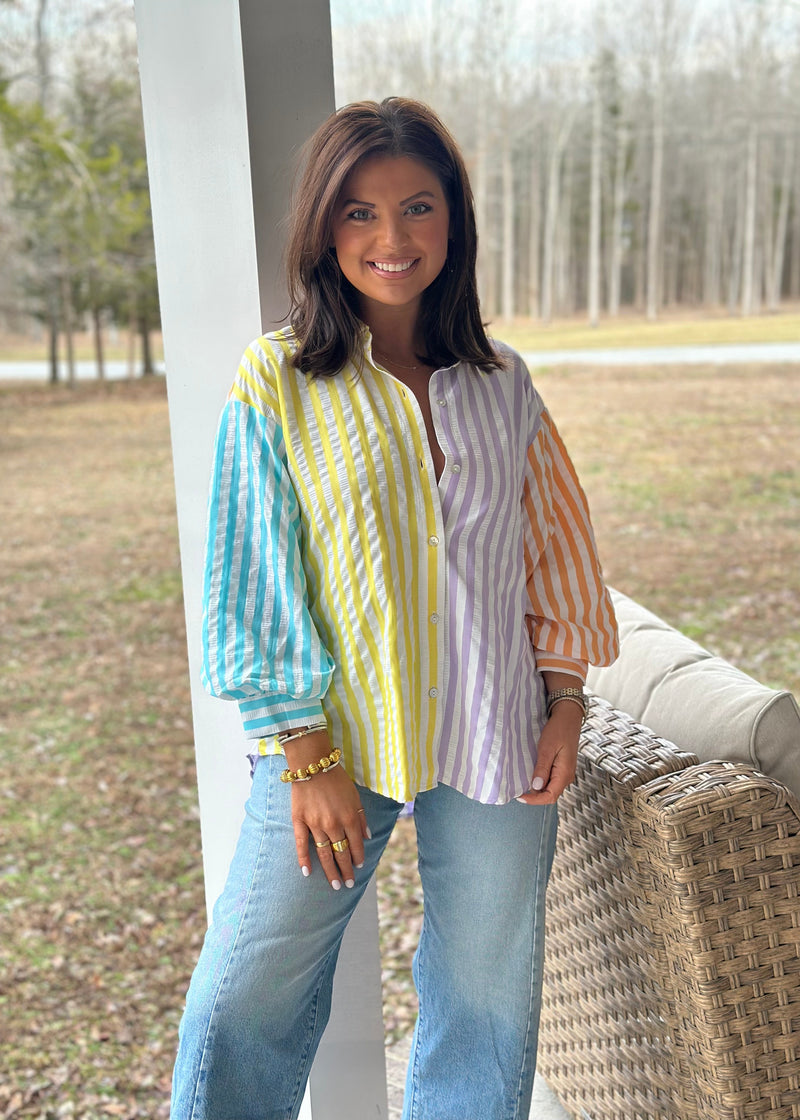 Spring Sorbet Blouse- Yellow/Purple