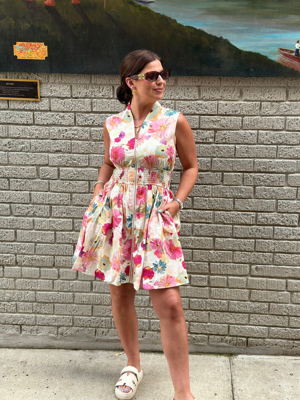 Strawberry Cream Floral Mini Dress