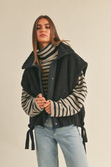 Teddy Utility Vest Jacket - Black