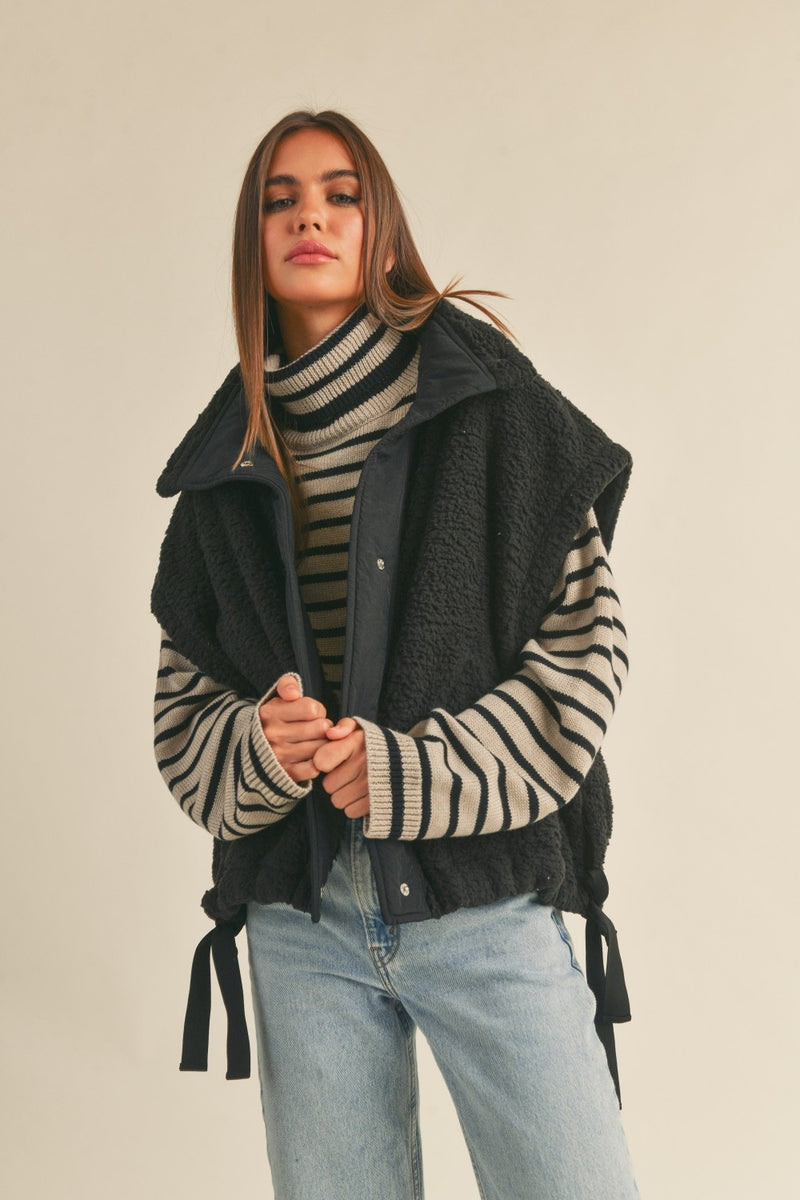 Teddy Utility Vest Jacket - Black