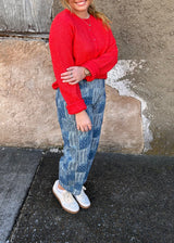 Sweetheart Patchwork Denim Barrel Pants - Denim Multi