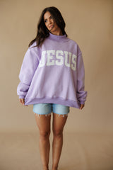 Embroidered Mockneck - Jesus Purple