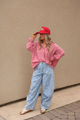 Chic Polka Dot Barrel Jeans - Lt Denim