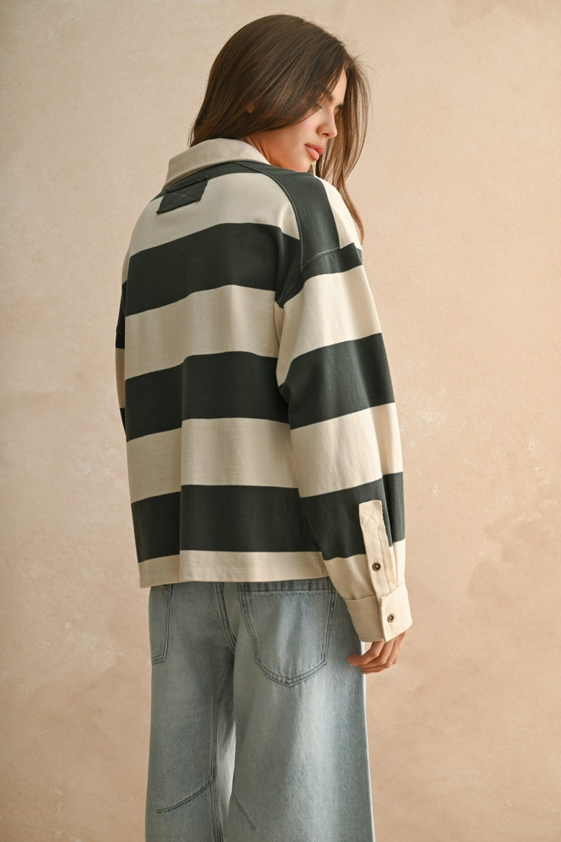 Sterling Stripe Top - Olive/Beige