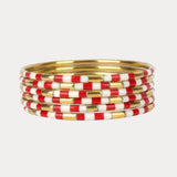 BudhaGirl Red/White Veda Bangles - Set of 6