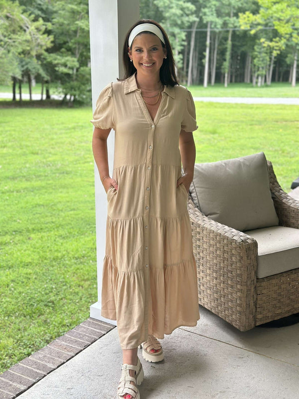 Elan | Darla Midi Dress - Sand