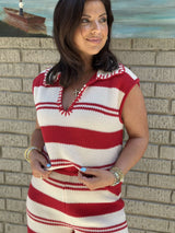 Lenna Stripe Set - Cream/Red