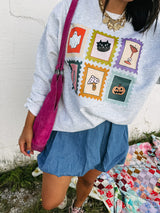 Etta & East Save Spooky Stamps Sweatshirt- Charcoal