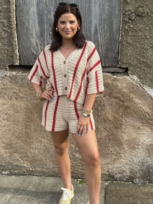 French Luxe Set Tan/Red Stripe