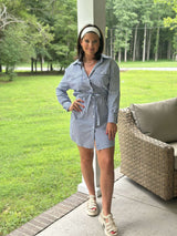 Elan | Kate Stripe Dress - Navy