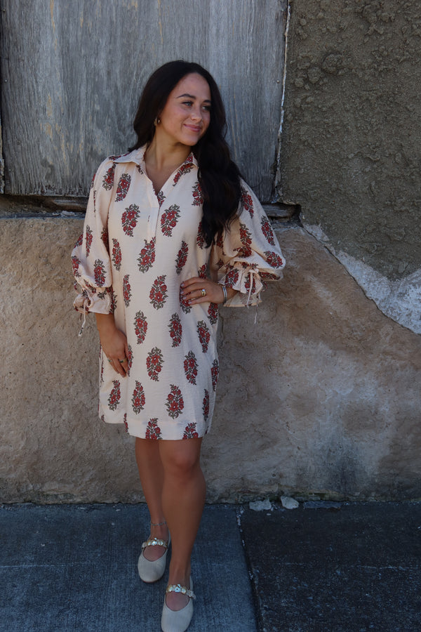 Esme Floral Mini Dress - Ecru