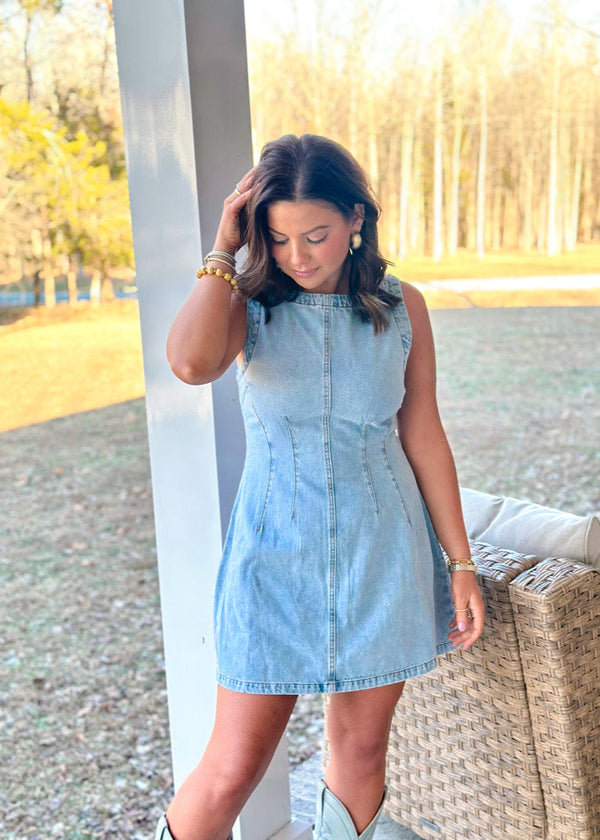 Slate Sleeveless Denim Mini Dress