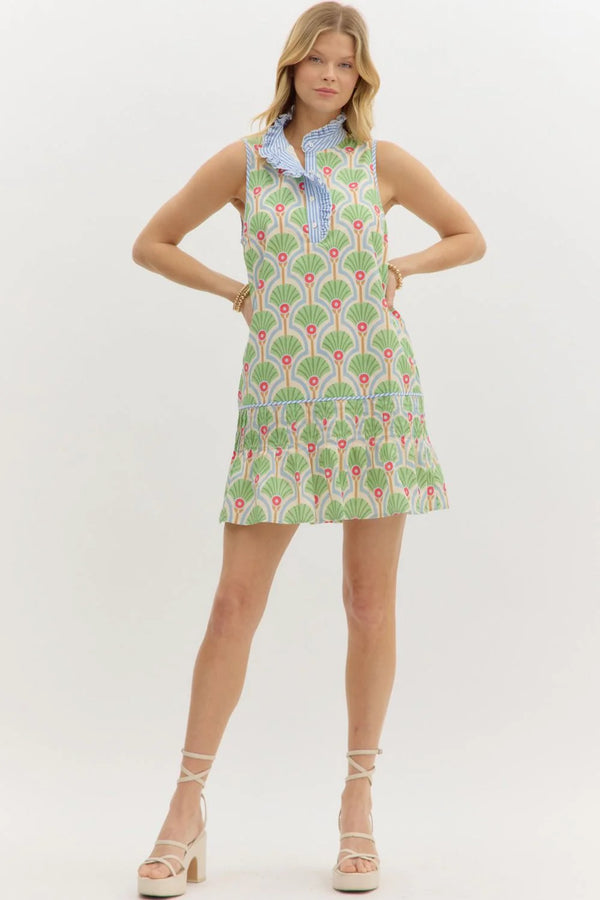 Trutti Tropic Mini Dress - Green