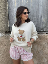 Cherry Teddy Sweater - Cream