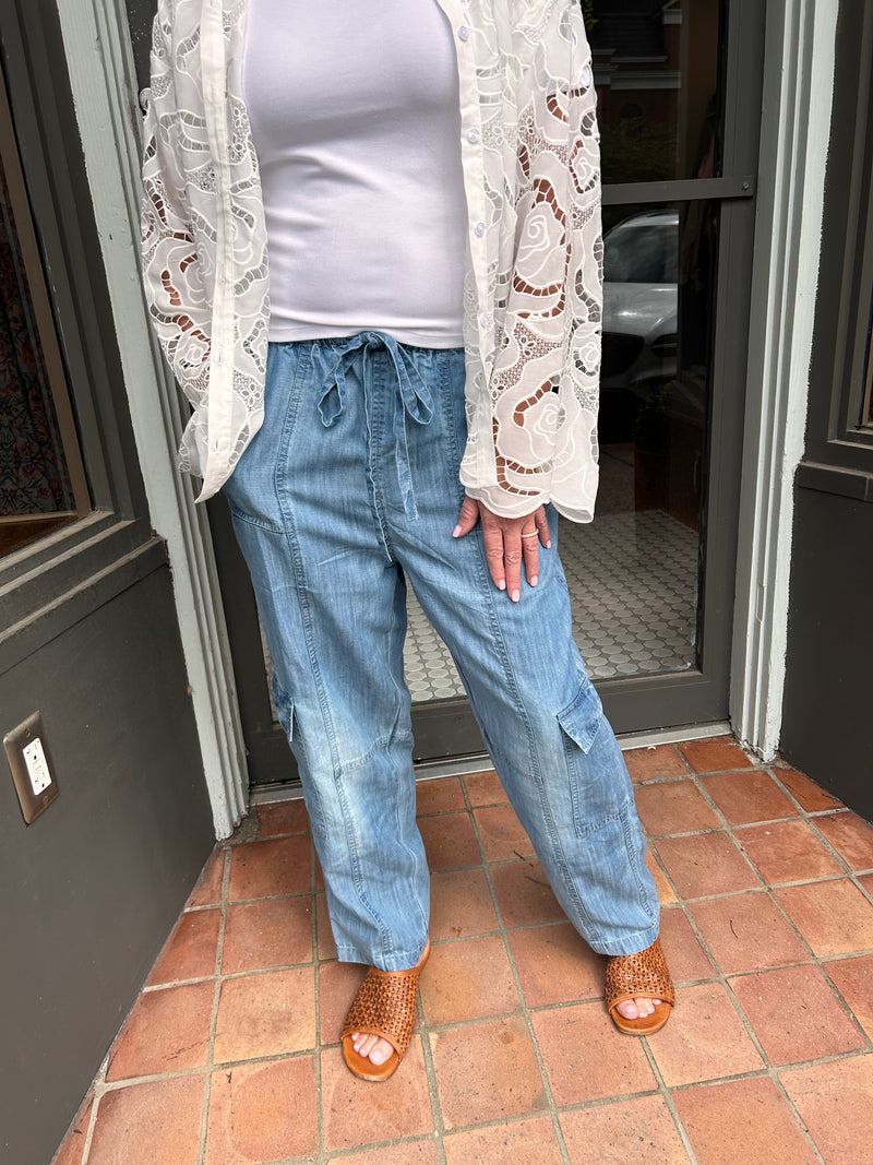Elan | Denim Cargo Pants