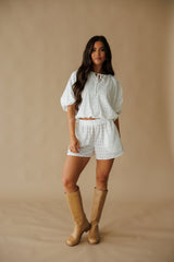 Adrienne | Tatum Bubble Hem Top - Solaria Blanc
