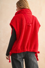 Teddy Utility Vest Jacket - Red