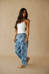 Sweetheart Patchwork Denim Barrel Pants - Denim Multi