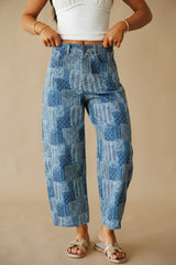 Sweetheart Patchwork Denim Barrel Pants - Denim Multi